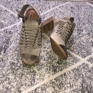 Steve Madden open toe high heeled sling shoes